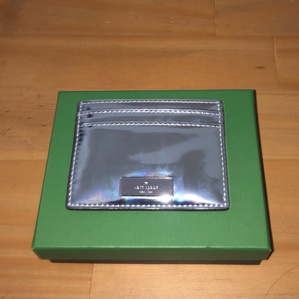 kate spade Metallic Silver Card Holder